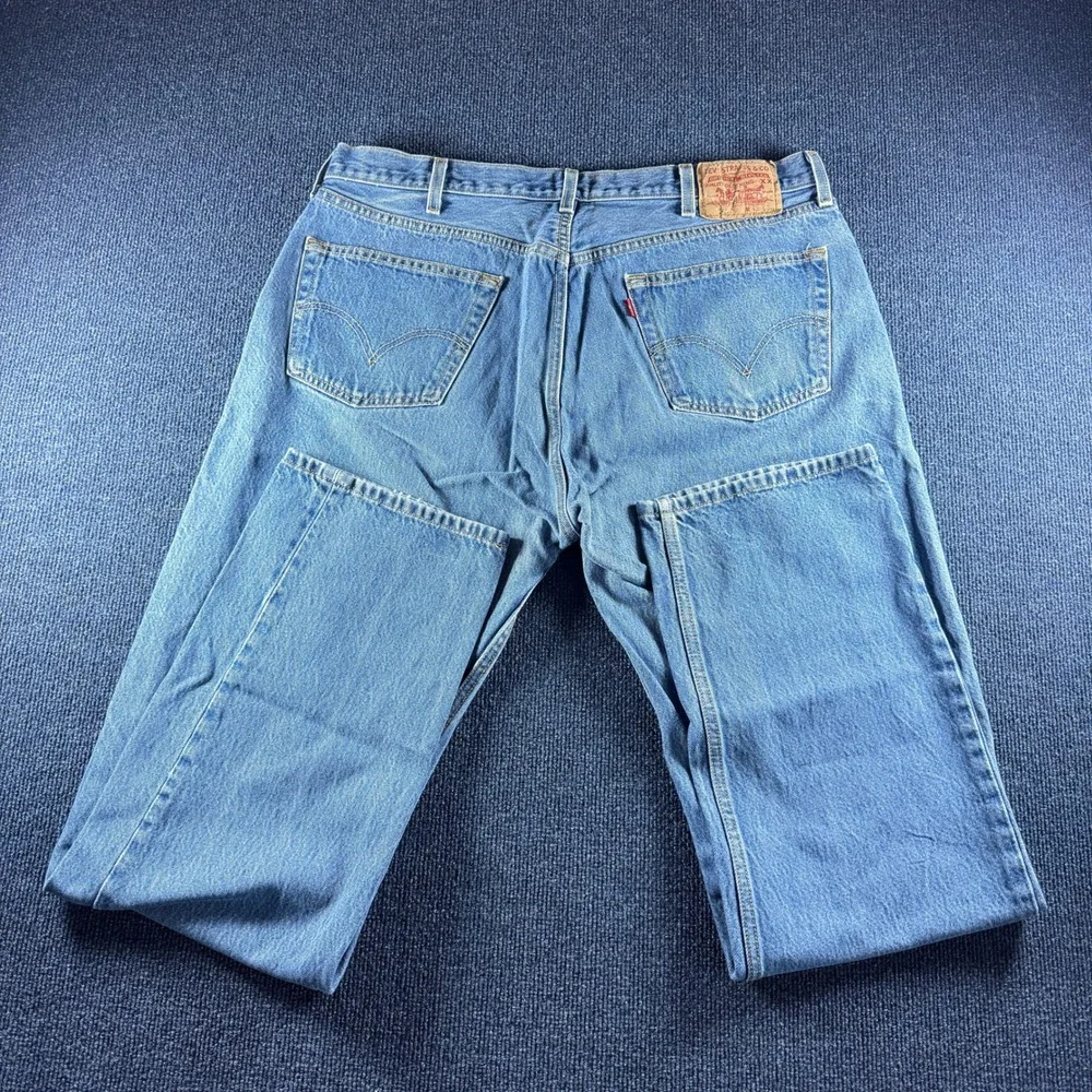 Levis 501 Original Straight Leg Jeans Mens 42x38 Blue Denim Button Fly 115010000